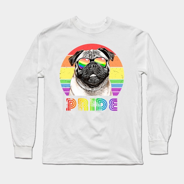 LGBTQ Pug Dog Rainbow Gay Pride Long Sleeve T-Shirt by TheBeardComic